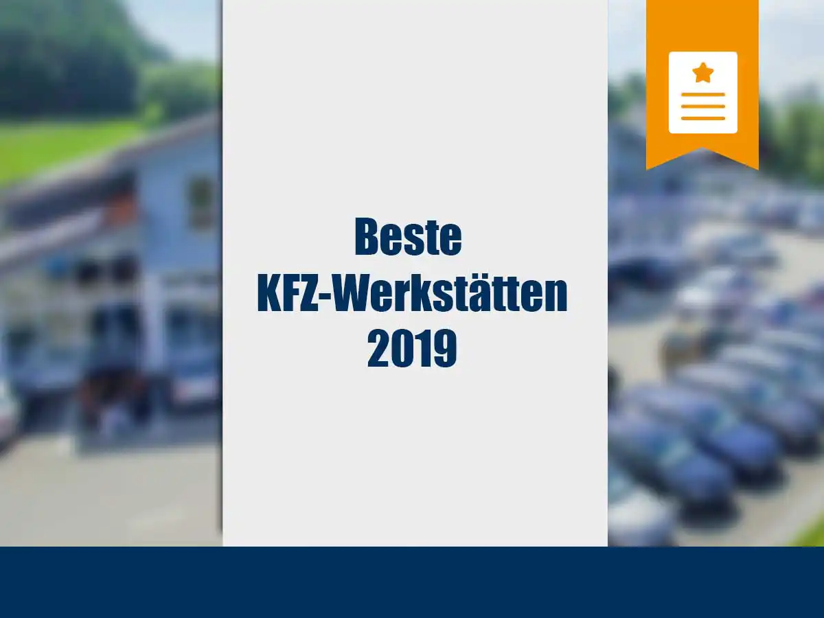 zu sehen ist das Autohaus Niedermayer aus der Vogelperspektive mit Text: Beste KFZ Werkstatt 2019